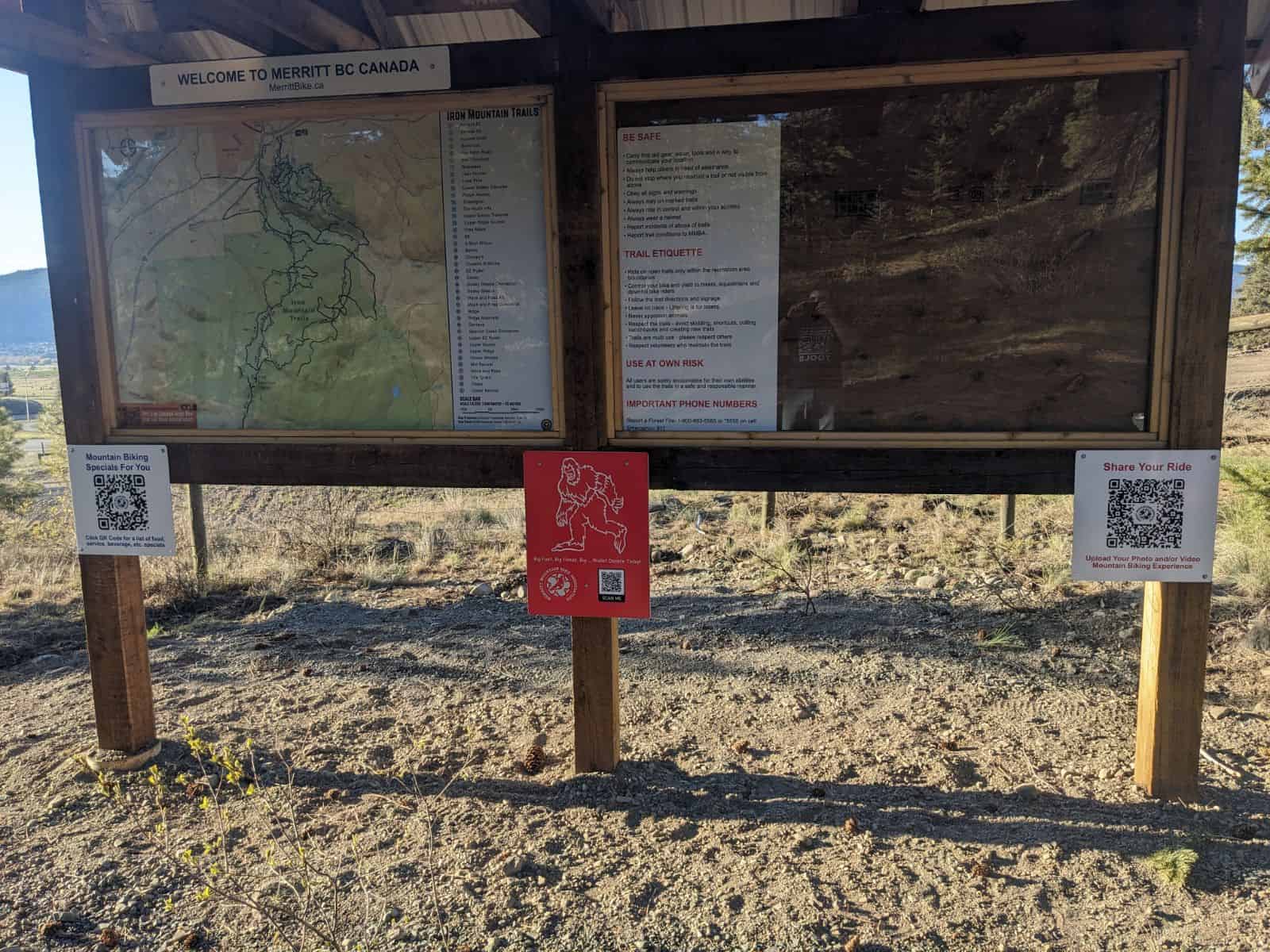 Kiosk staging areas for the Merritt Mountain Biking experience.