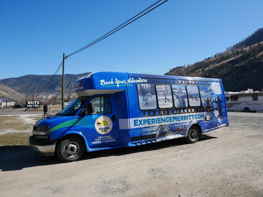 Tour bus in Merritt BC Canada