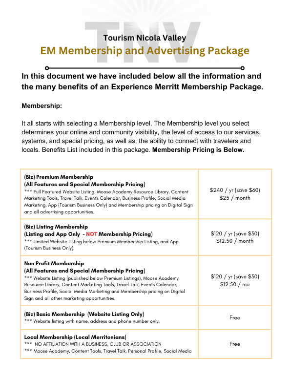 Membership Pricing TNV